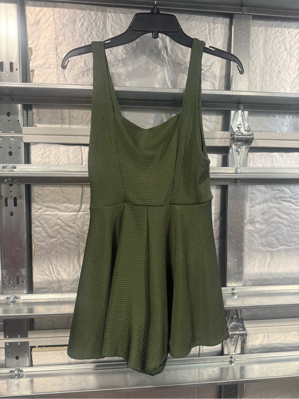 Urban Outfitters Olive Green Ribbed Skater Romper